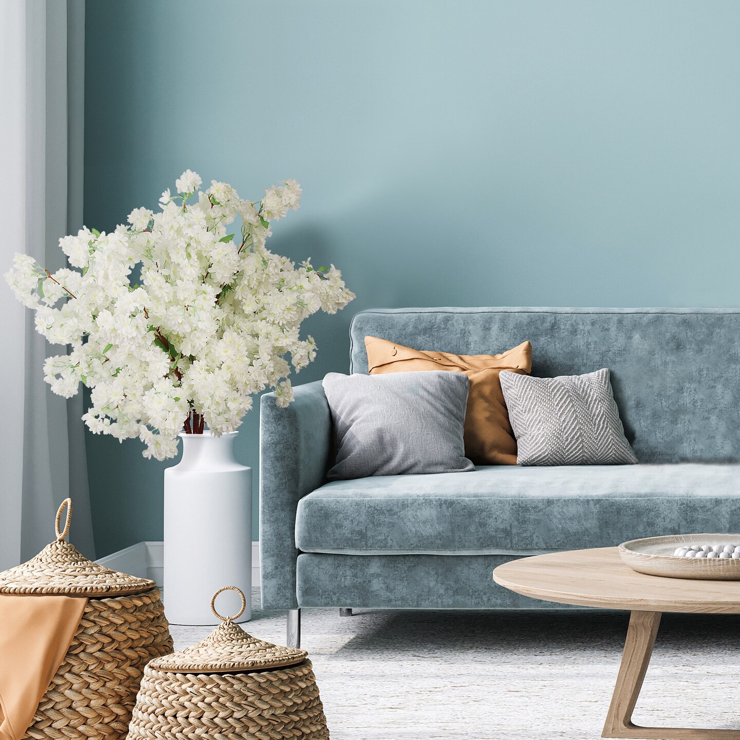 6-Pack White Cherry Blossom Stems – 40" Lifelike Silk Flowers for Weddings & Home Decor