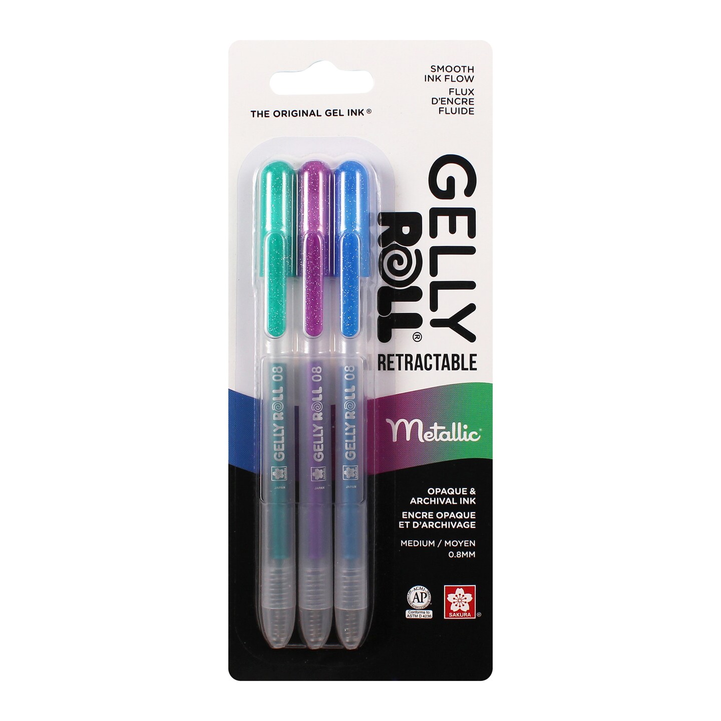 Sakura Gelly Roll Retractable Medium Point Pens 3/Pkg-Metallic