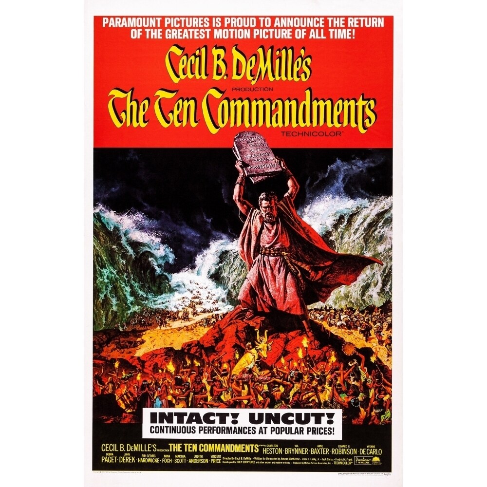 Posterazzi The Ten Commandments 1972 Re-Release Poster Charlton Heston On Poster Art 1956. Movie Poster Masterprint