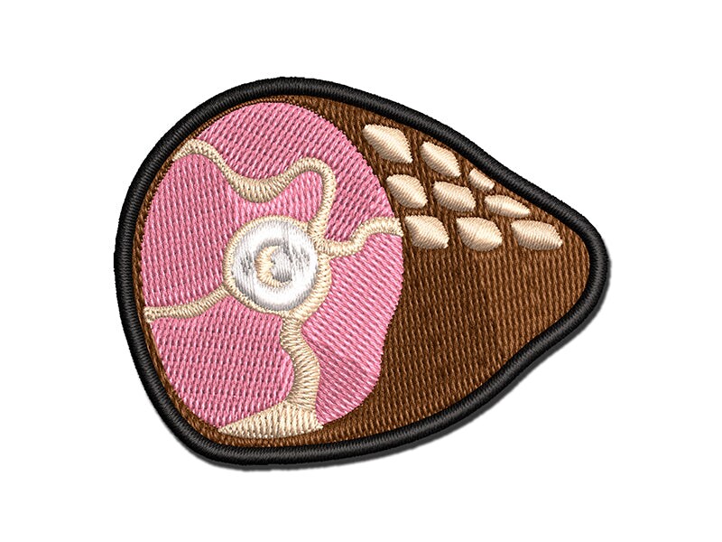 Whole Bone-In Ham Meat Multi-Color Embroidered Iron-On or Hook &#x26; Loop Patch Applique