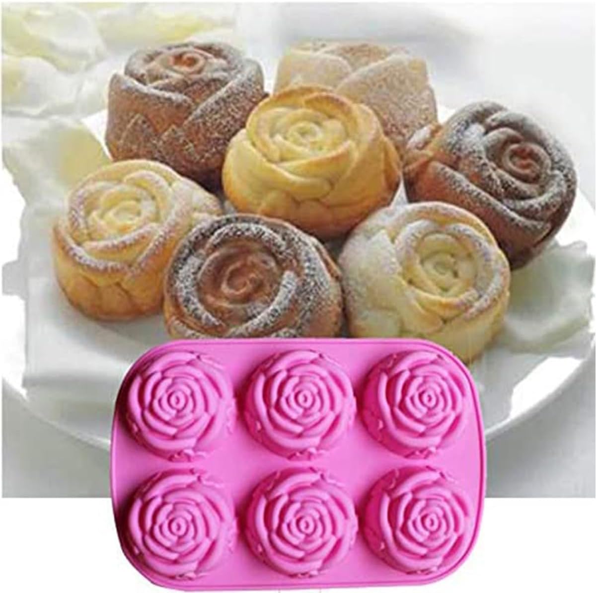 Reusable Rose Flower Silicone Mold for Cake 3 pcs