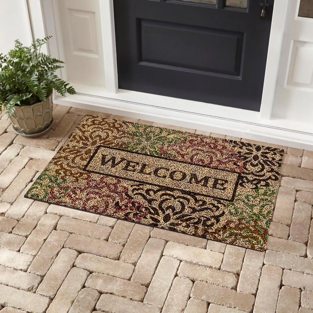 Bibb Home 5880 Bibb Home Outdoor Coir Door Mat 18X30&#x22; Home Sweet Home Black