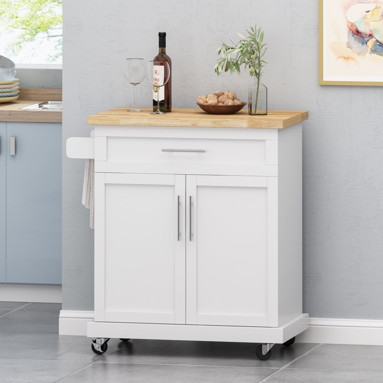 GDFStudio Negley Contemporary Kitchen Cart with Wheels Michaels