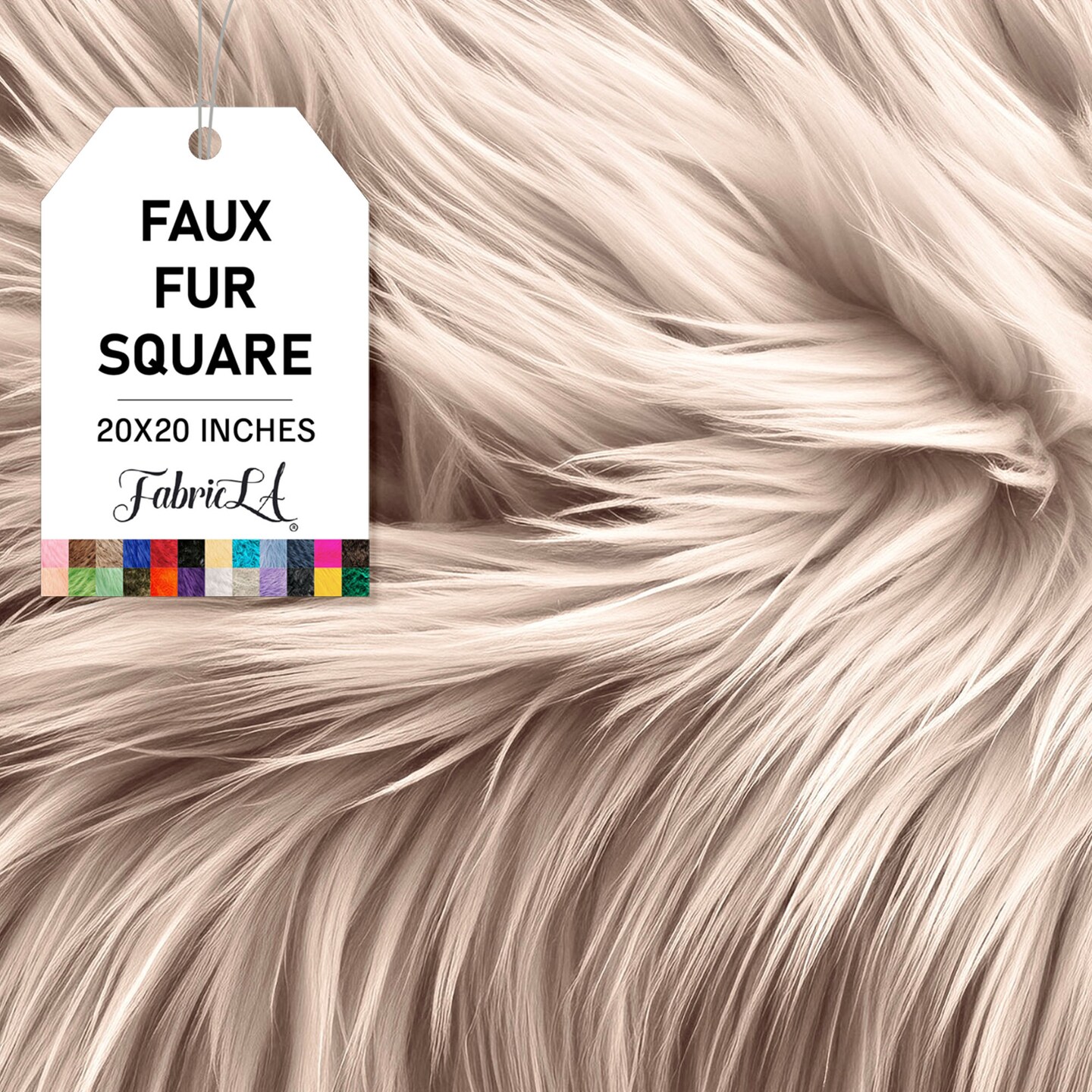 FabricLA | Faux Fur Fabric Square | 20&#x22; X 20&#x22; Inch Wide Pre-Cut Shaggy | Fake Fur Fabric | DIY, Craft Fur Decoration, Fashion Accessory, Hobby | Latte