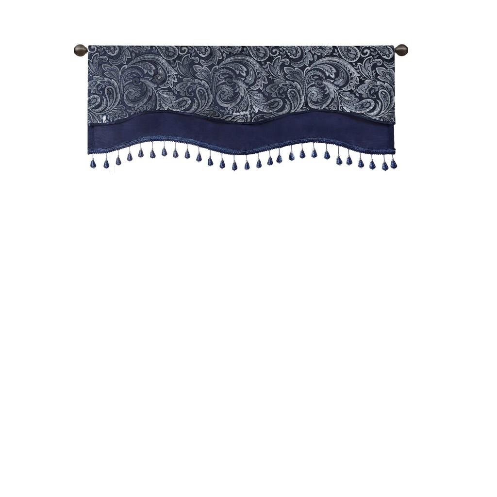 Gracie Mills   Thornton Paisley Jacquard Window Valance with Beads trimming - GRACE-11010