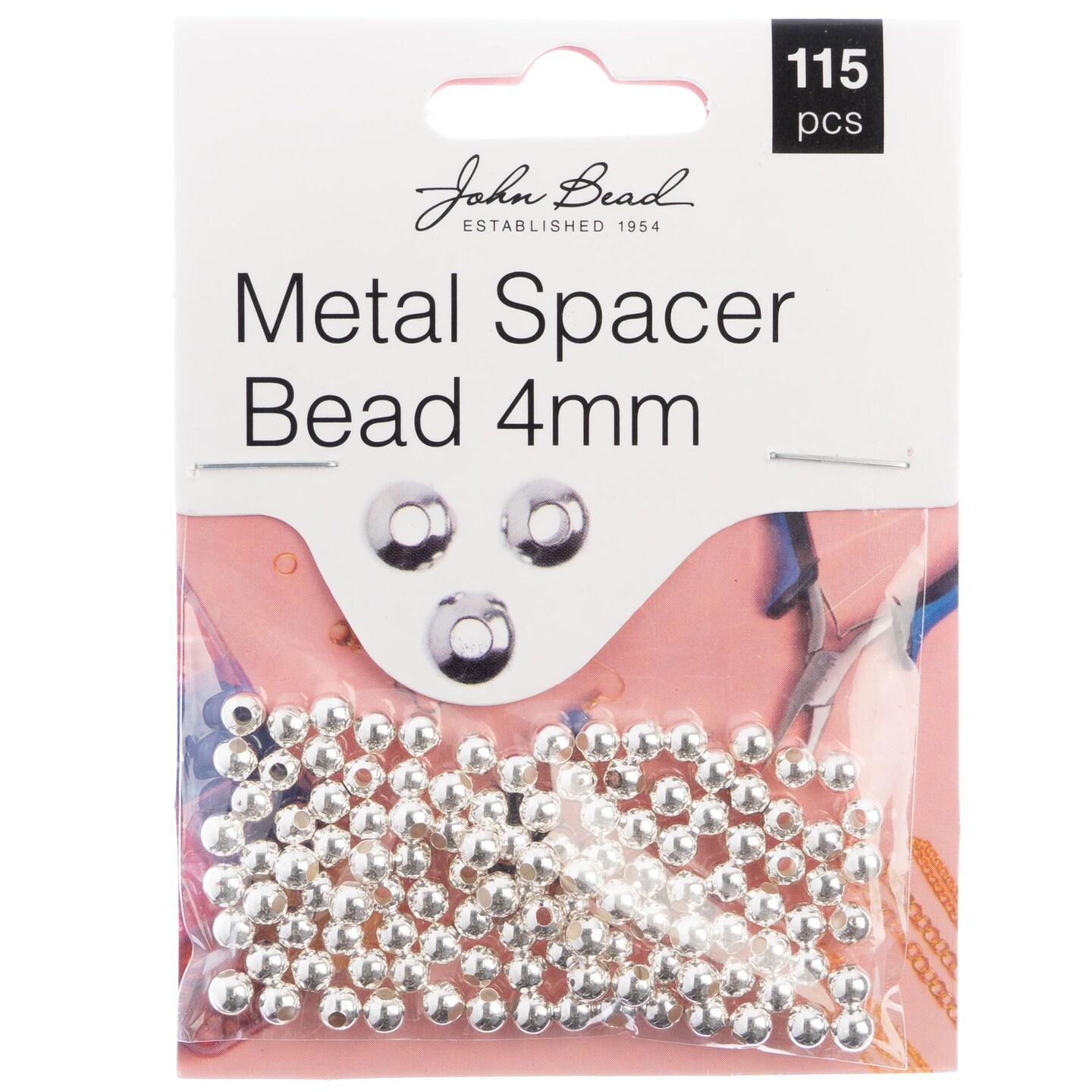 John Bead Metal Spacer Bead 4mm 115/Pkg-Silver