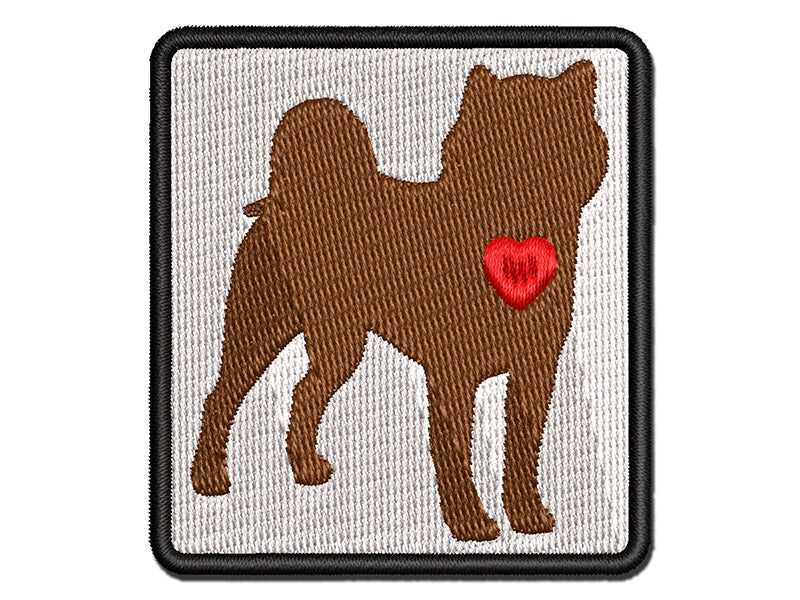 Shiba Inu Dog with Heart Multi-Color Embroidered Iron-On or Hook &#x26; Loop Patch Applique