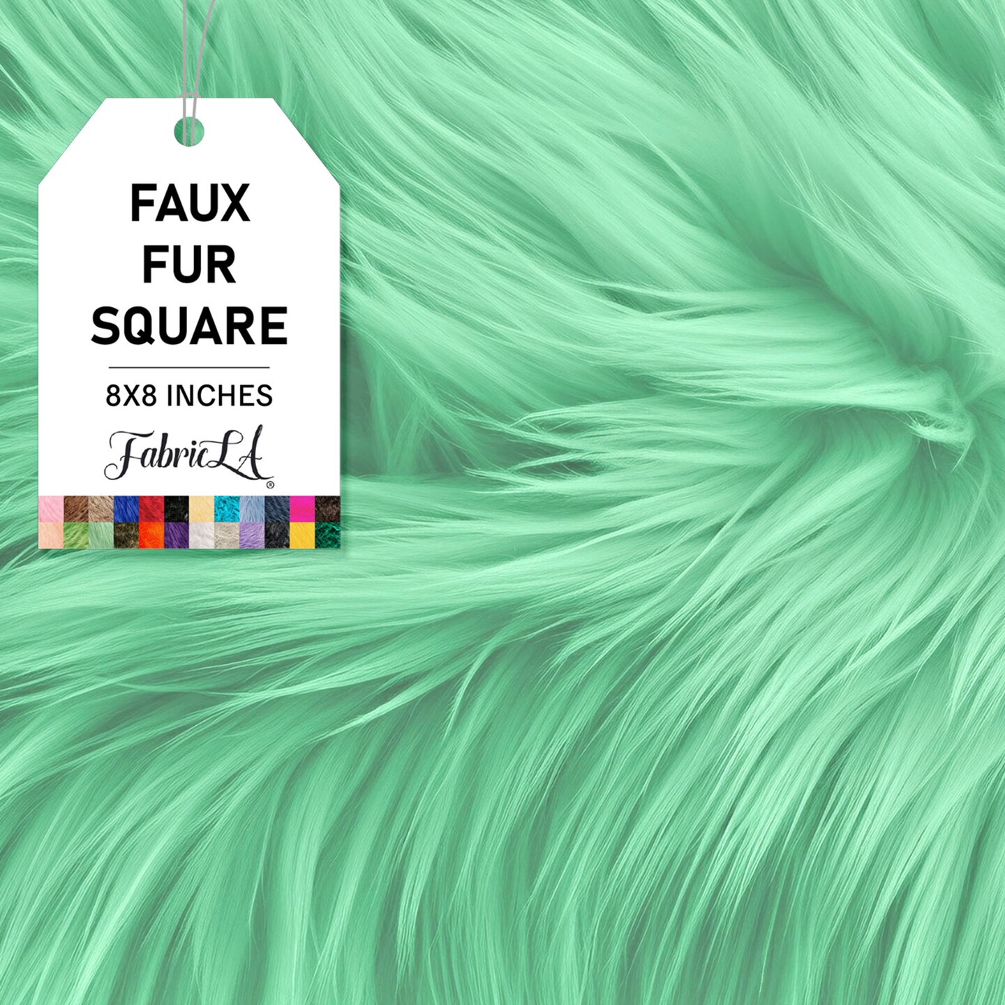 FabricLA | Faux Fur Fabric Square | 8" X 8" Inch Wide Pre-Cut Shaggy | Fake Fur Fabric | DIY, Craft Fur Decoration, Fashion Accessory, Hobby | Mint