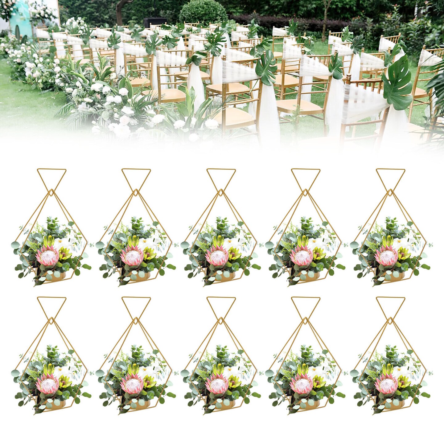 10 Pcs Metal Geometric Gold Centerpiece