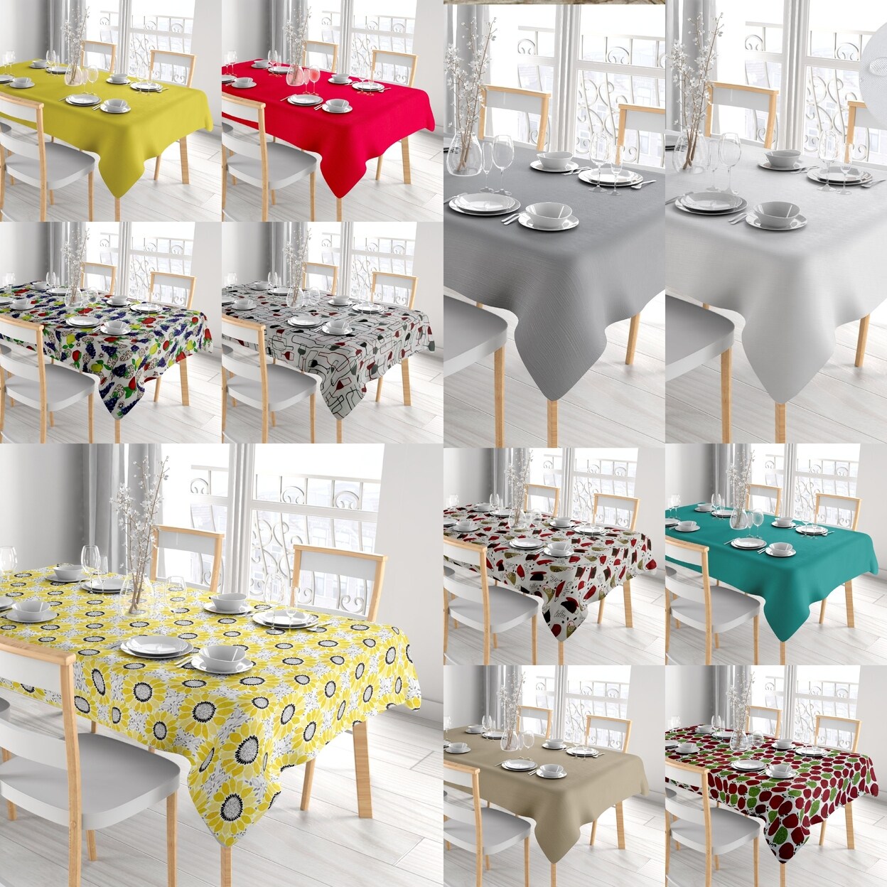 Waterproof Vinyl Tablecloth Flannel Backed Stain Resistant Multiple Sizes