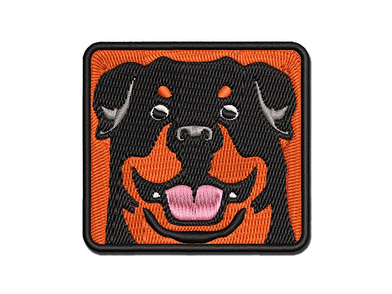 Rottweiler Head Dog Pet Multi-Color Embroidered Iron-On or Hook &#x26; Loop Patch Applique