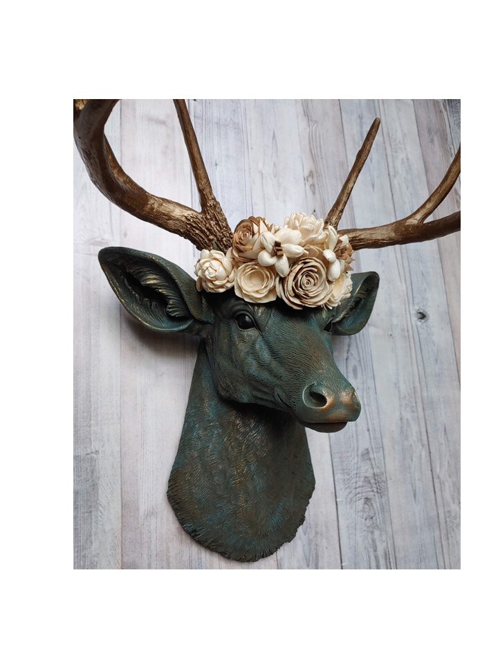 置物 taxidermy deer head (mounted decoration) Faux Taxidermy Deer Head Wall Decor, Stag Head Wall Mount, Deer