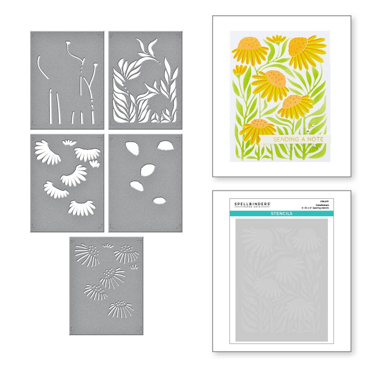 Spellbinders Layered Stencil From The Flower Market-Coneflower