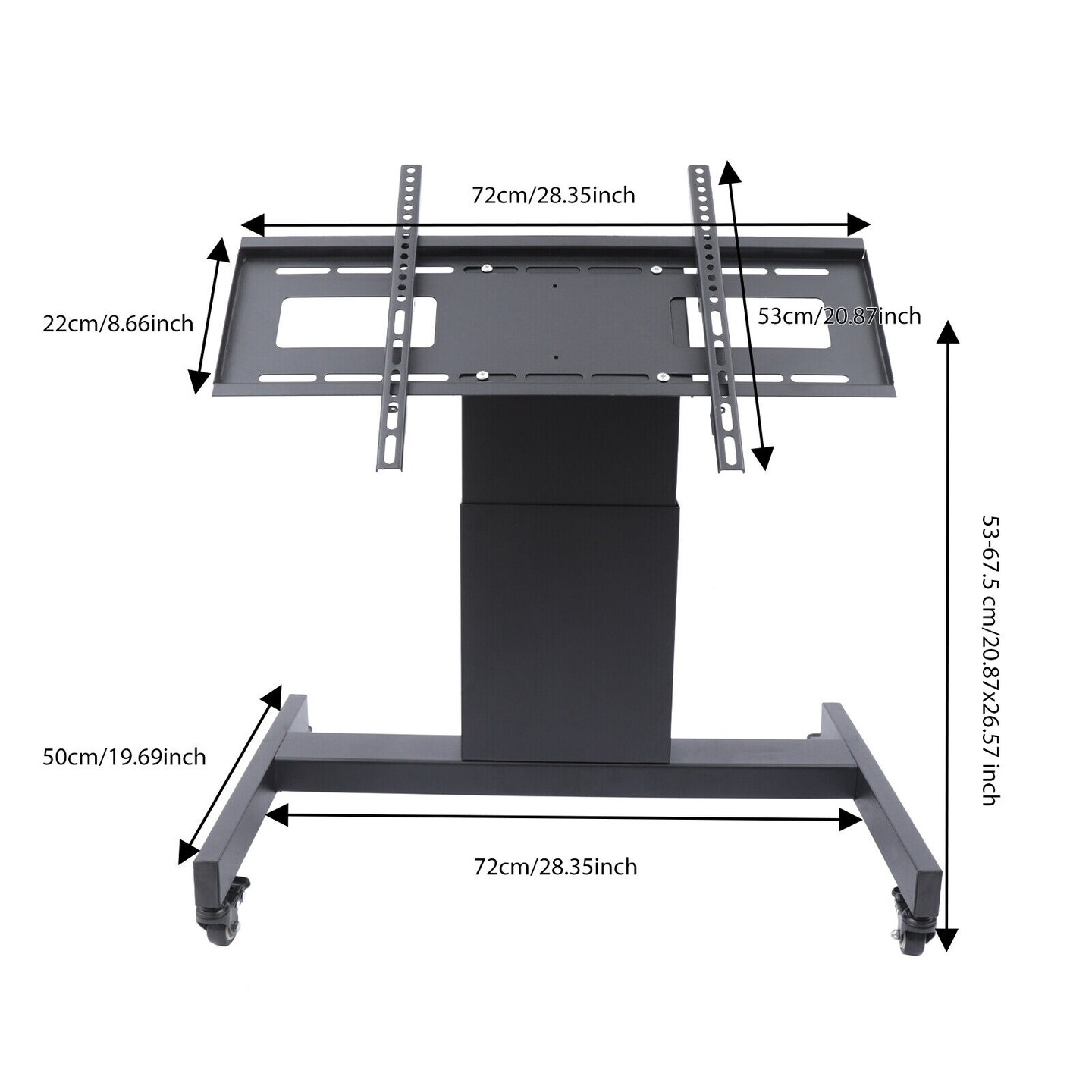 Kitcheniva Rolling TV Stand with Height Adjustable Shelf