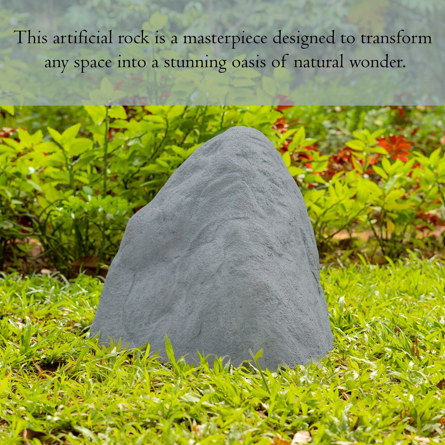 Decorative Outdoor Weather-Resistant Artistic Artificial Faux Stone Rock, Garden Patio Granite Grey Fiberglass Stone