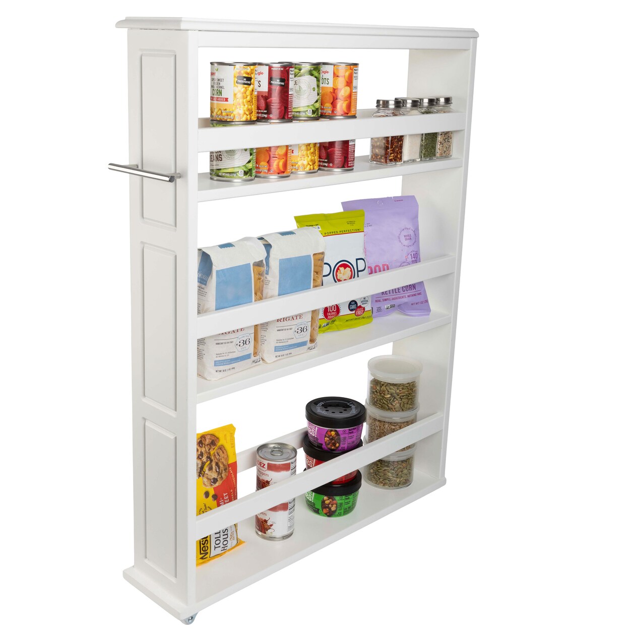 Lavish Home Slim Rolling Storage Cart 4 Tier Utility Cart White With Wheels