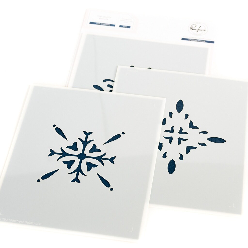 Pinkfresh Studio Stencils 4.25&#x22;X5.5&#x22; 3/Pkg-Folk Snowflake