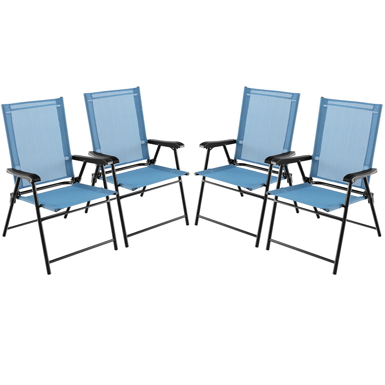 Set Of 4 Patio Folding Chairs Outdoor Portable Pack Lawn Chairs W/ Armrests