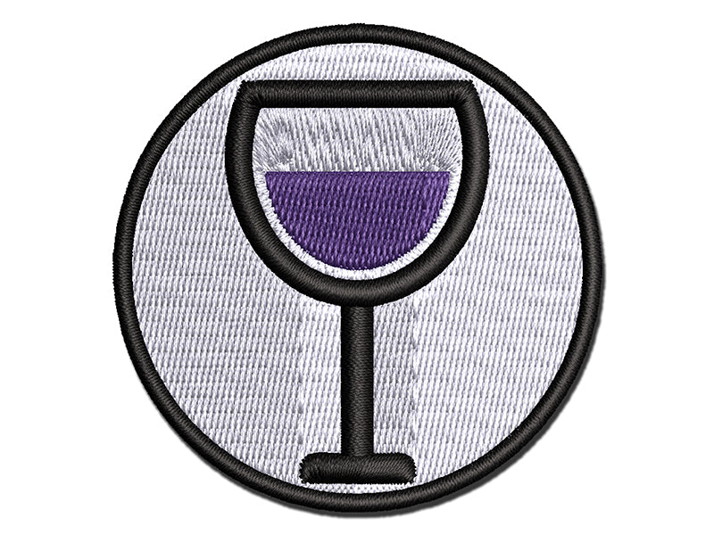 Wine Glass Half Full Multi-Color Embroidered Iron-On or Hook &#x26; Loop Patch Applique