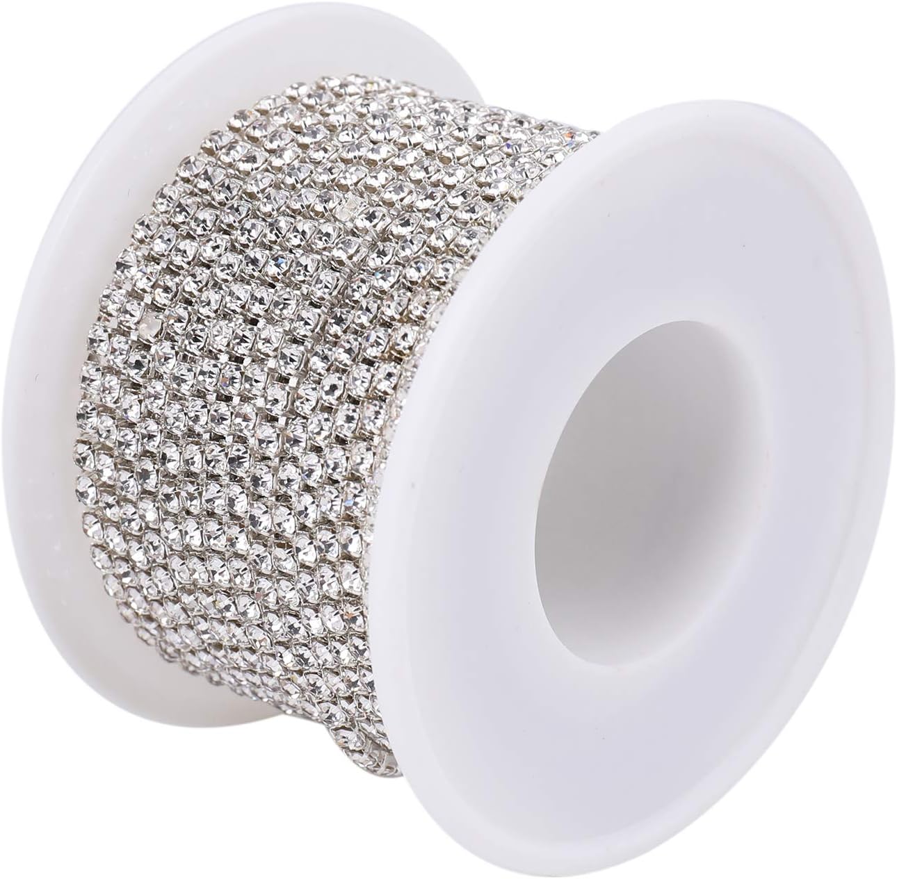 21.8 Yards 2.5mm Rhinestone Chain Diamond Chain Rhinestone Ribbon for Crafts - Crystal Silver