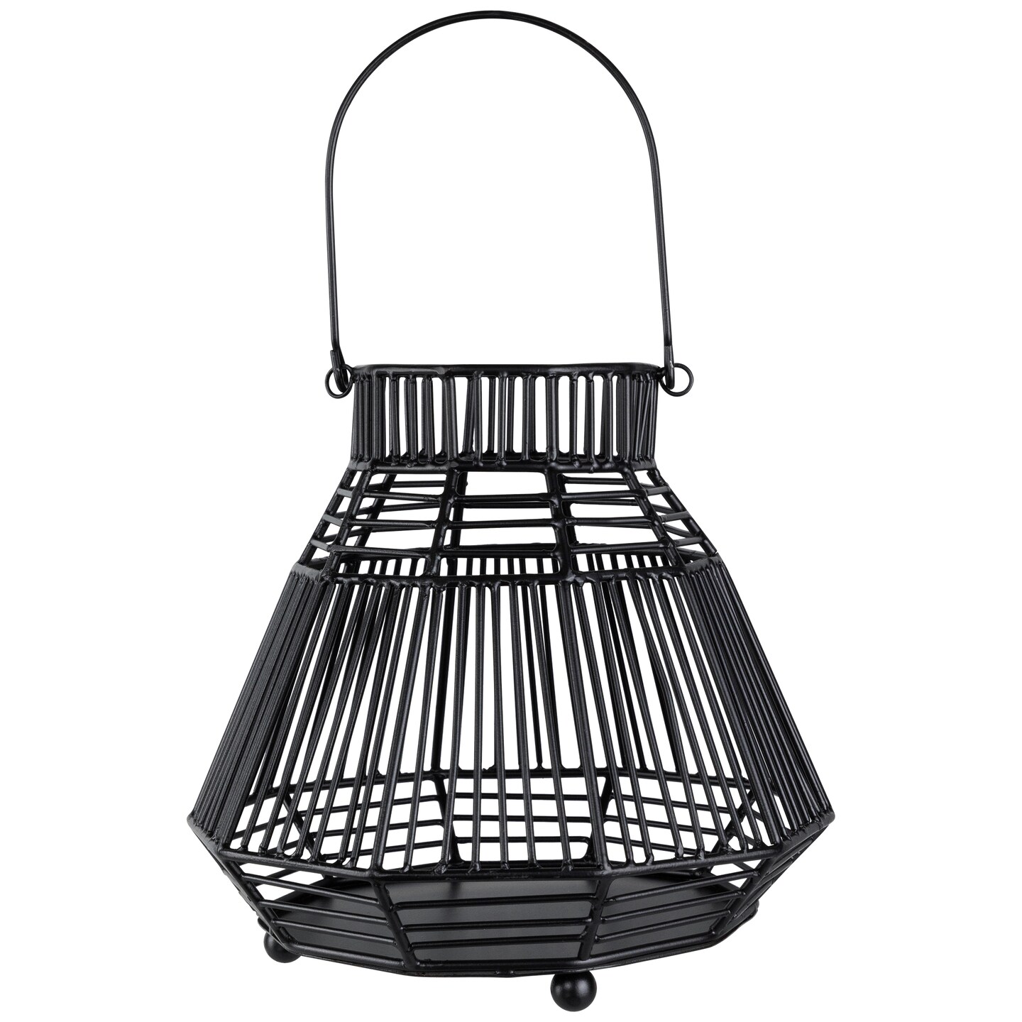 Northlight Medium Iron Geometric Hurricane Candle Lantern - 8.25&#x22; - Black