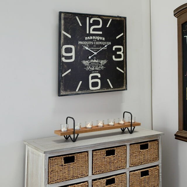 DecMode 23" Black Wood Wall Clock | Michaels