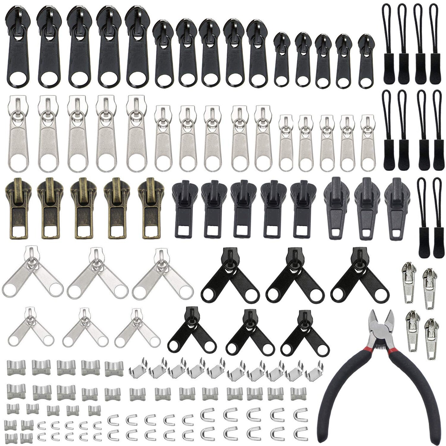 143 PCS Zipper Repair Kit Zipper Replacement with Install Plier for Bags, Jackets, Tents, Backpacks, Sleeping Bag