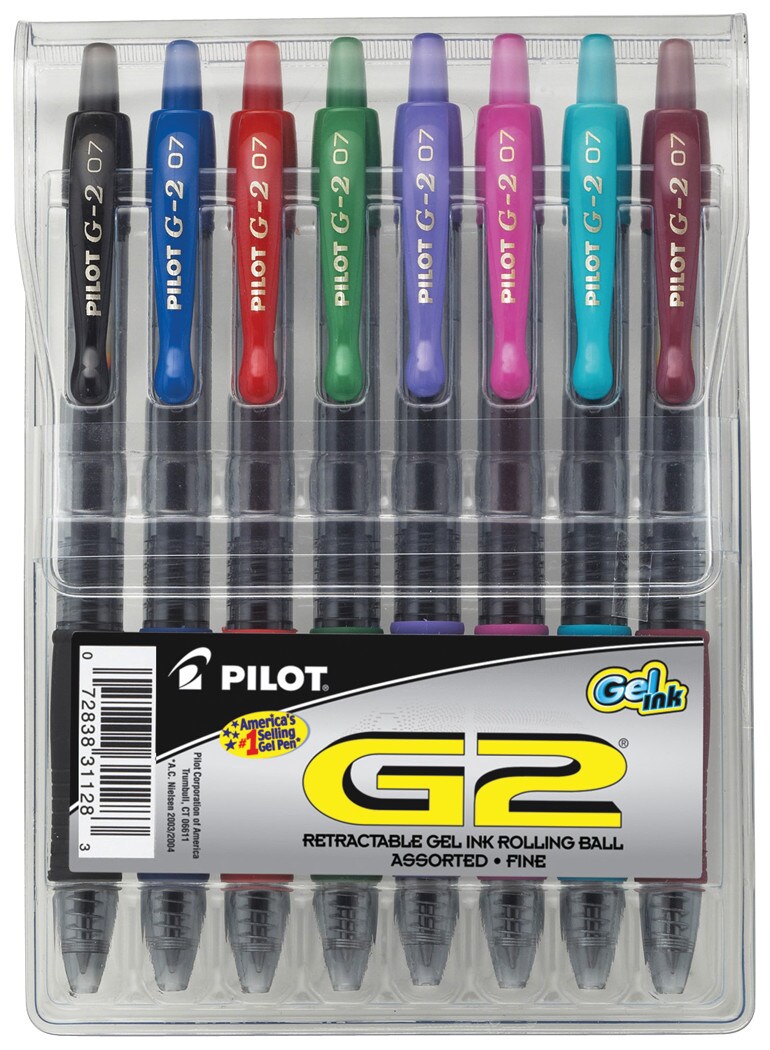 Pilot G2 Retractable Gel Ink Pen Set, 8-Colors