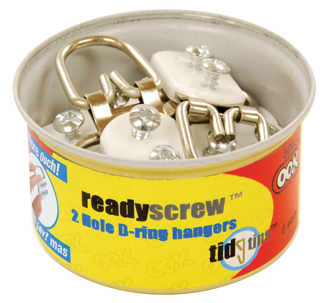 Ook Readyscrew D-Ring Hangers, 2-Hole, 8/Pkg.
