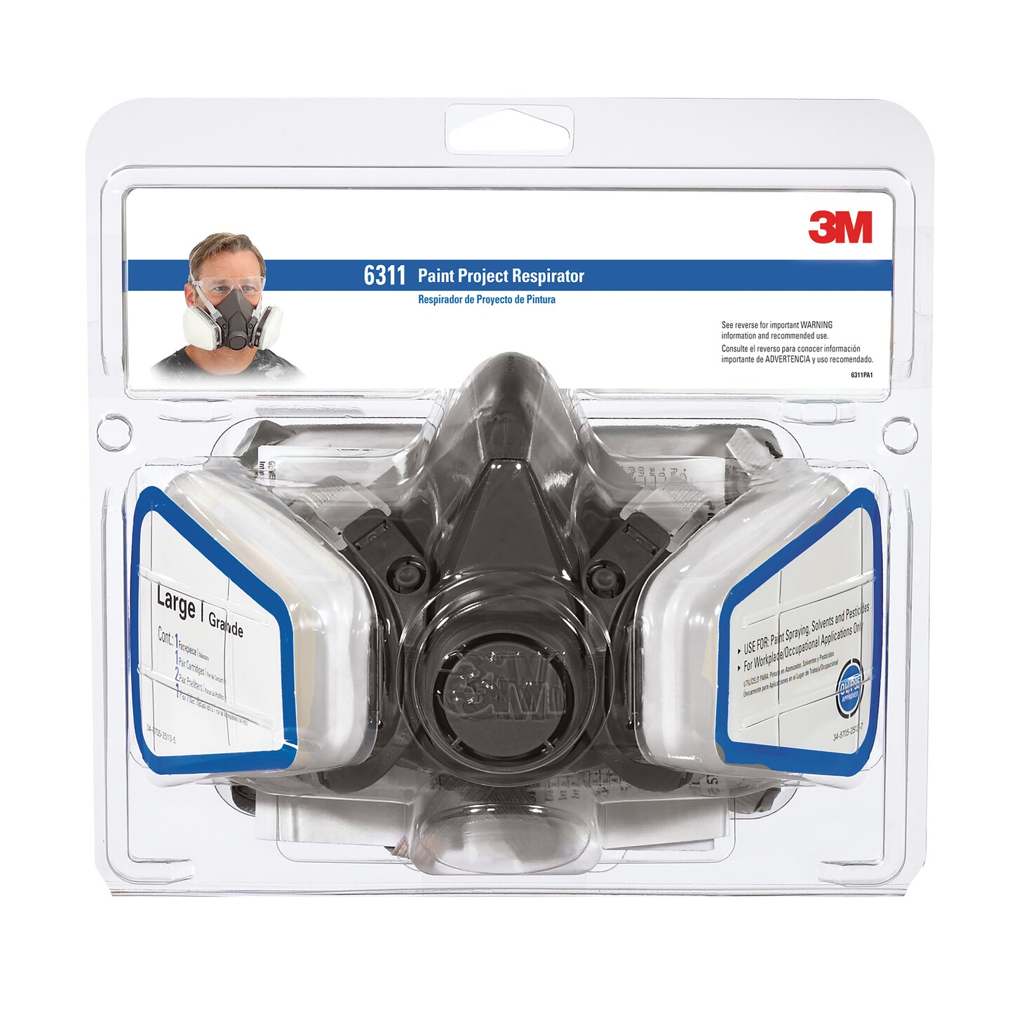 3M Tekk Protection Paint Project Respirator, Large, Non-Disposable