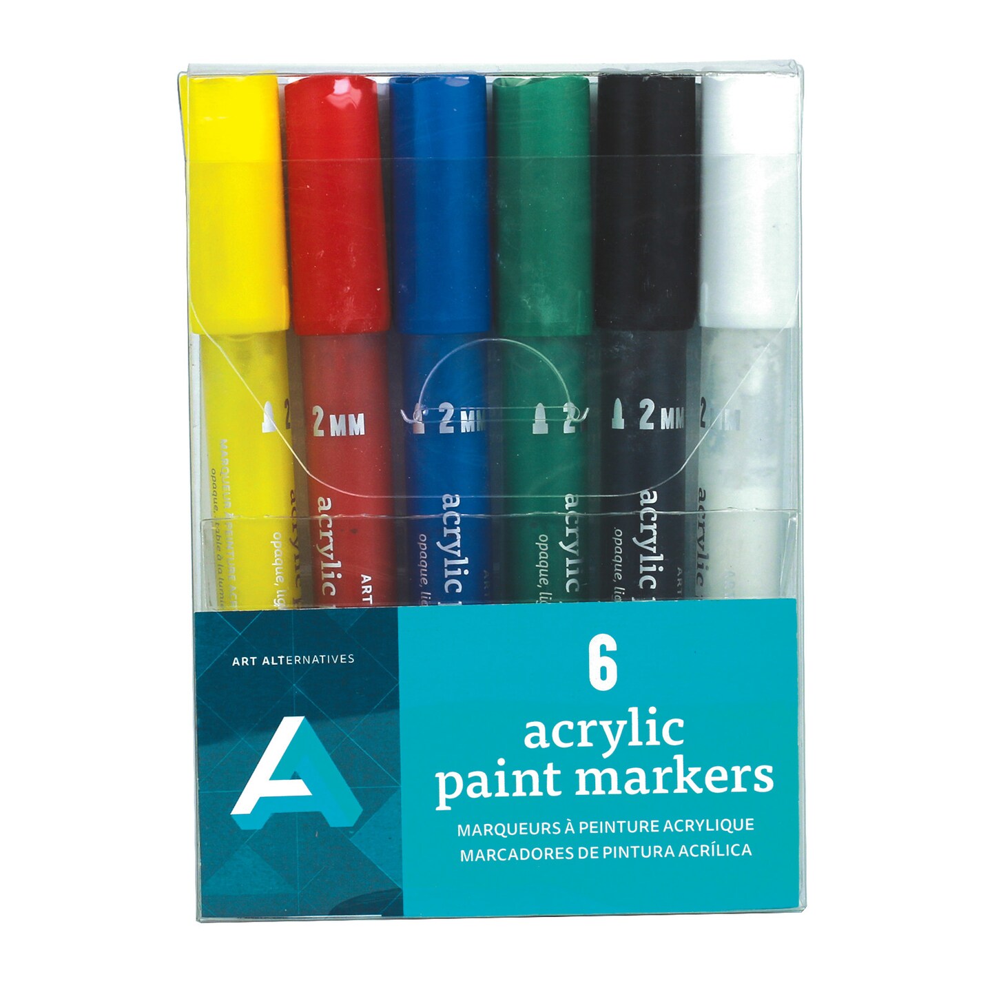 Art Alternatives Acrylic Paint Marker Set, 2mm, 6-Colors