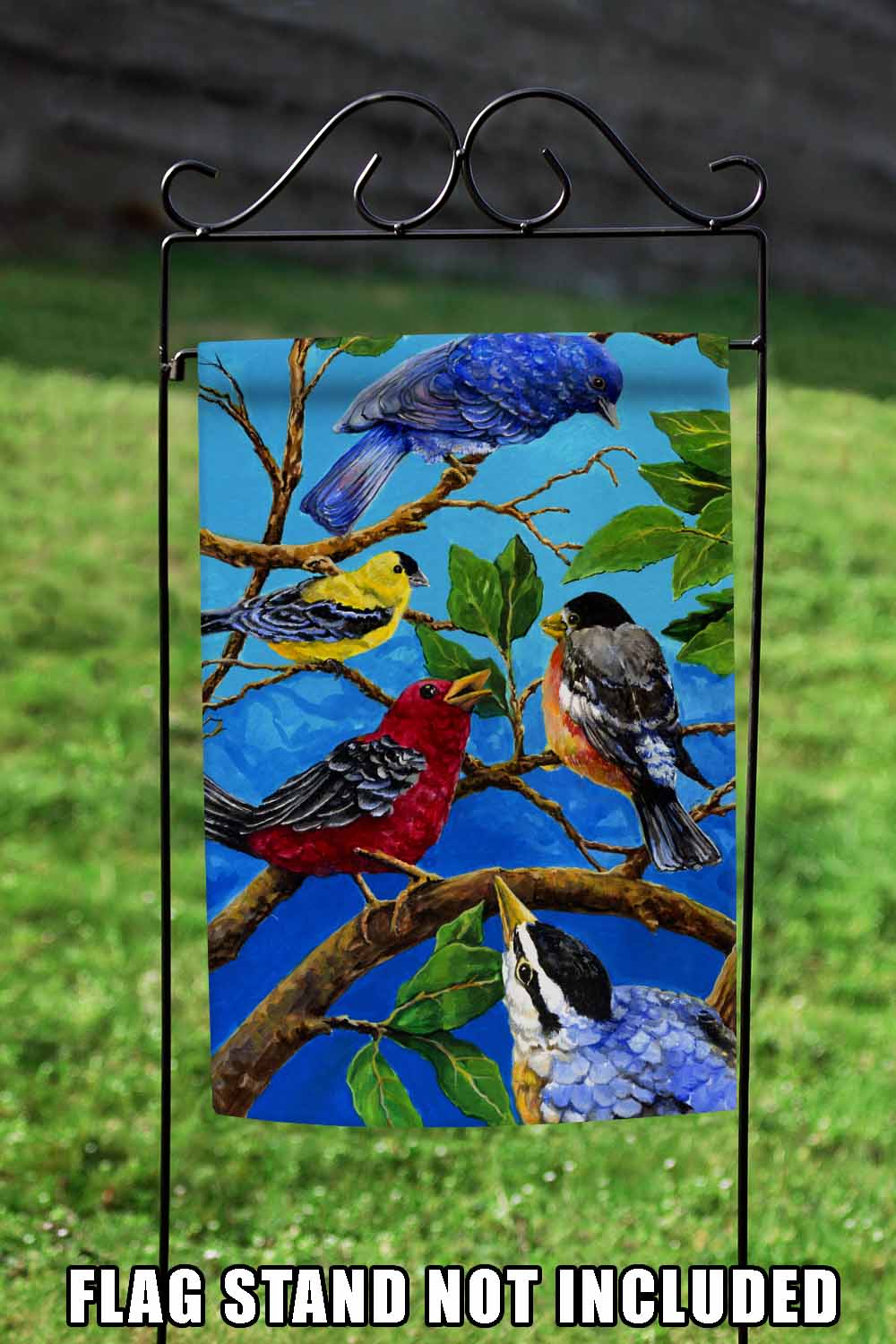 Birds On Blue Decorative Bird Flag