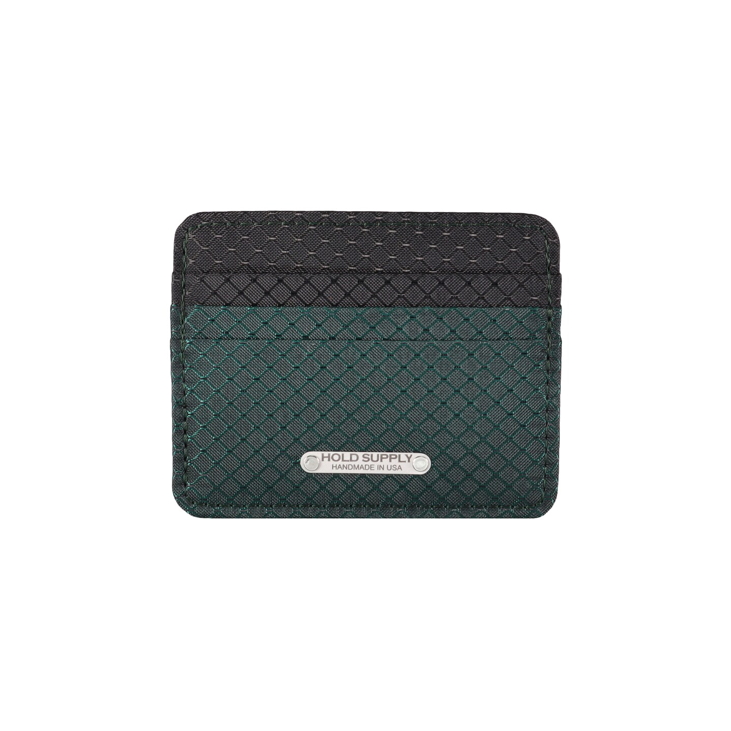 Green and Black Ripstop Fabric Card Holder Wallet