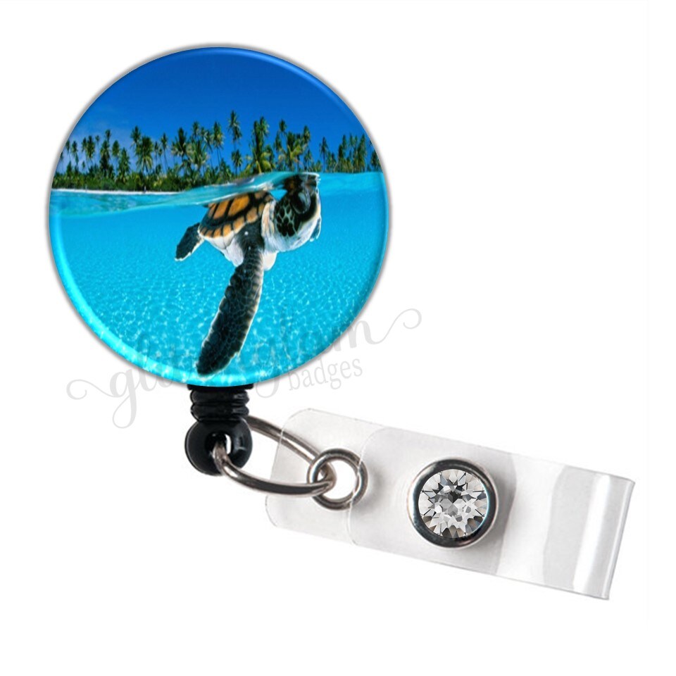Sea Turtle Badge Reel, Tropical Badge Holder Reel, Turtle Retractable Badge  Reel, Tropical Badge Reel, Ocean Badge Reel - GG1939