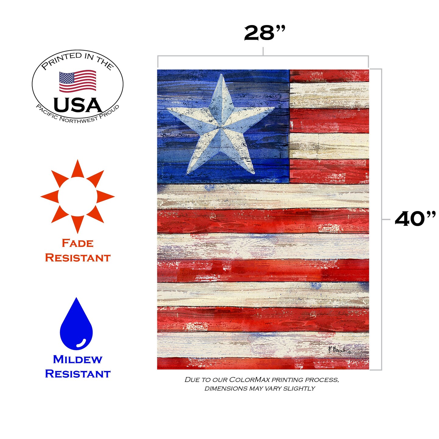 Red White and Blue Decorative Patriotic Flag