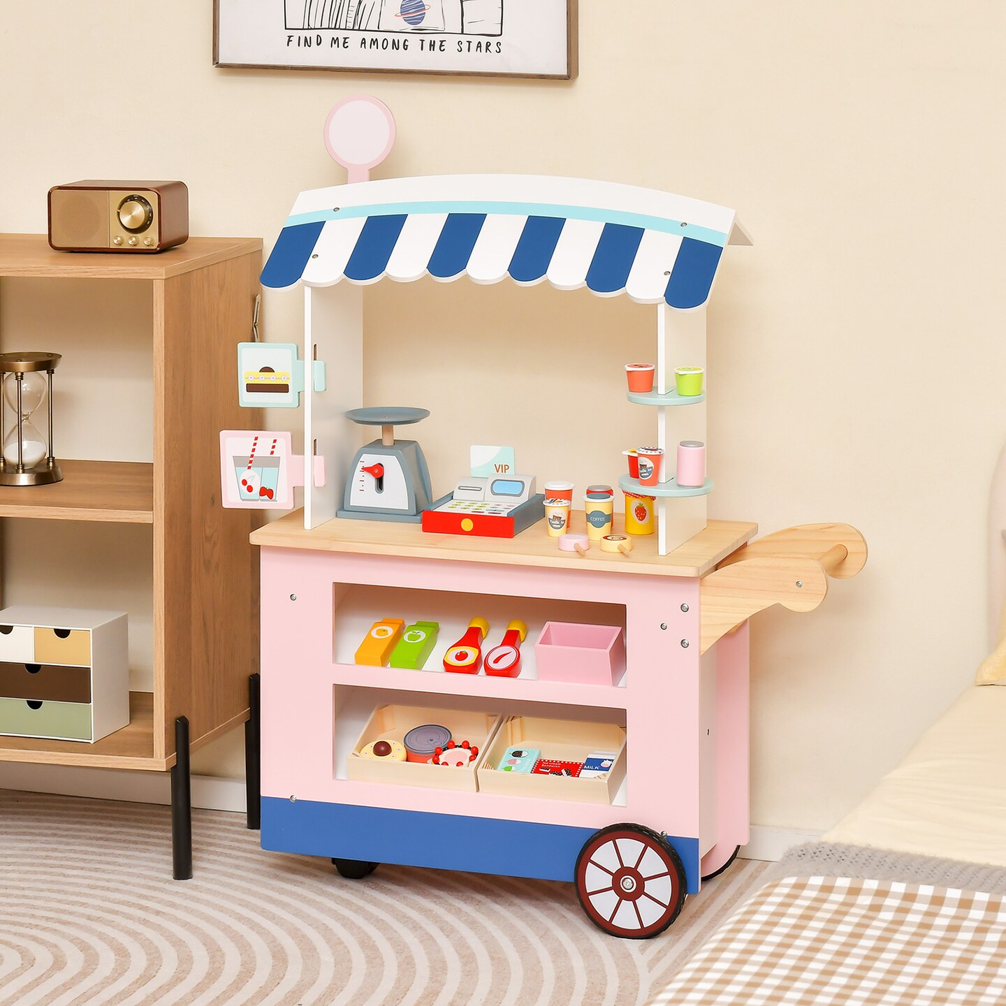 Toy Cart Play Set with POS Machine and Lovely Scale