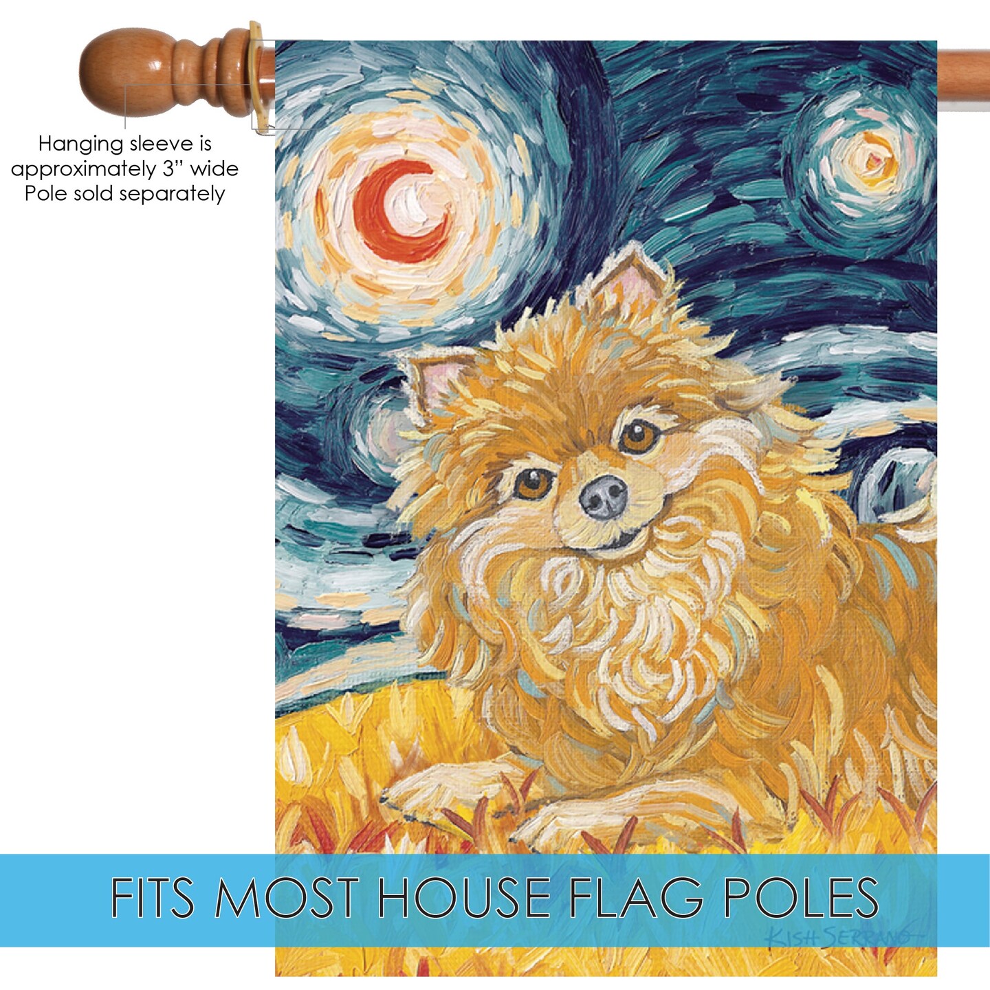 Van Growl-Pomeranian Decorative Dog Flag