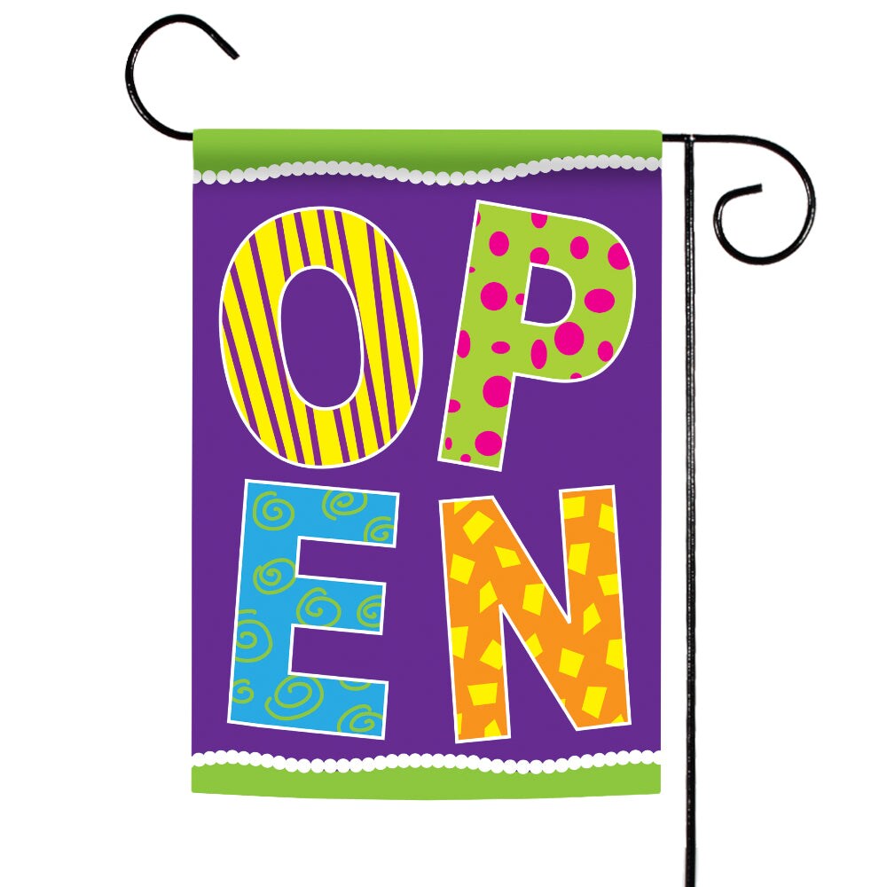 Purple Open Decorative Business Double Sided Flag