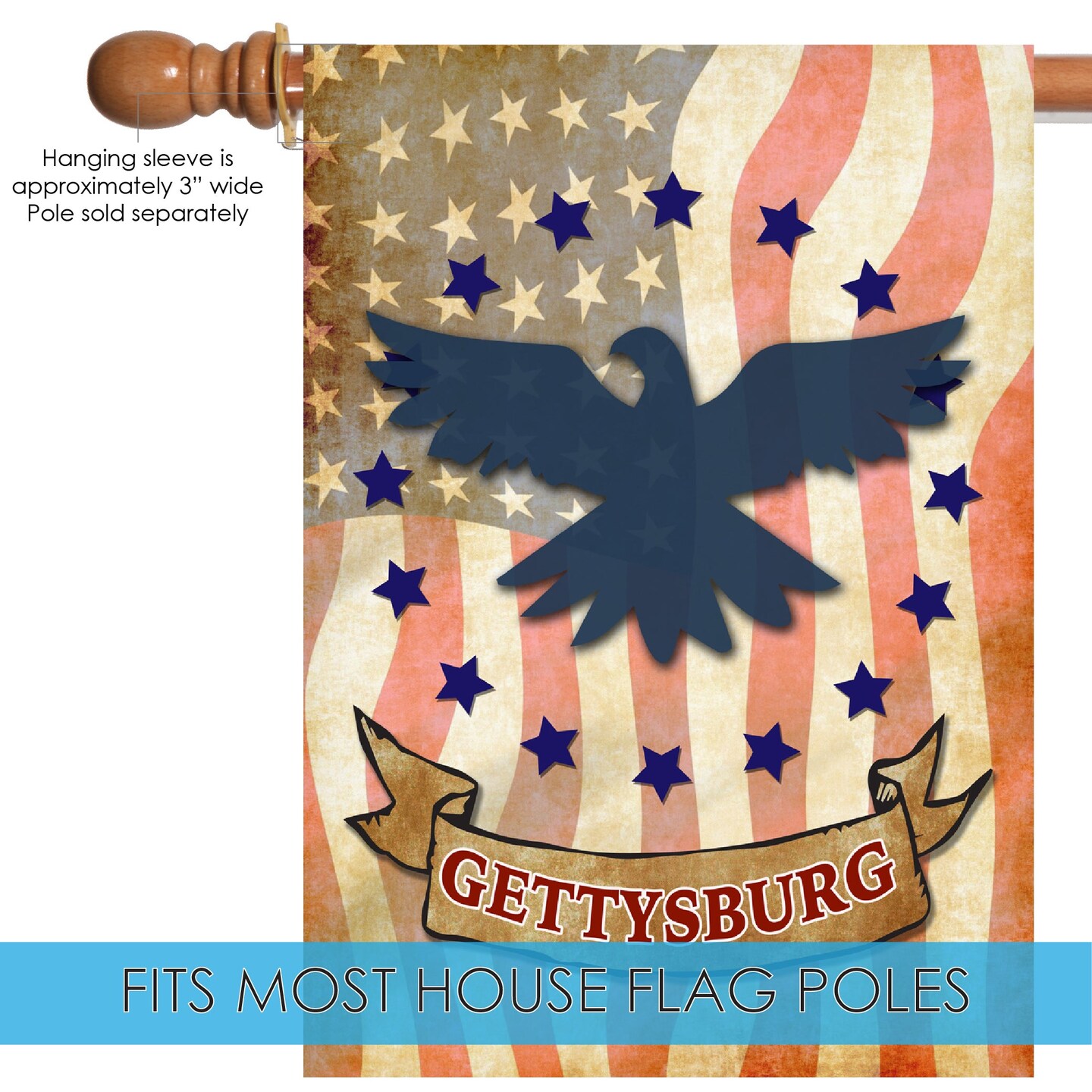 Gettysburg Eagle Decorative Patriotic Flag