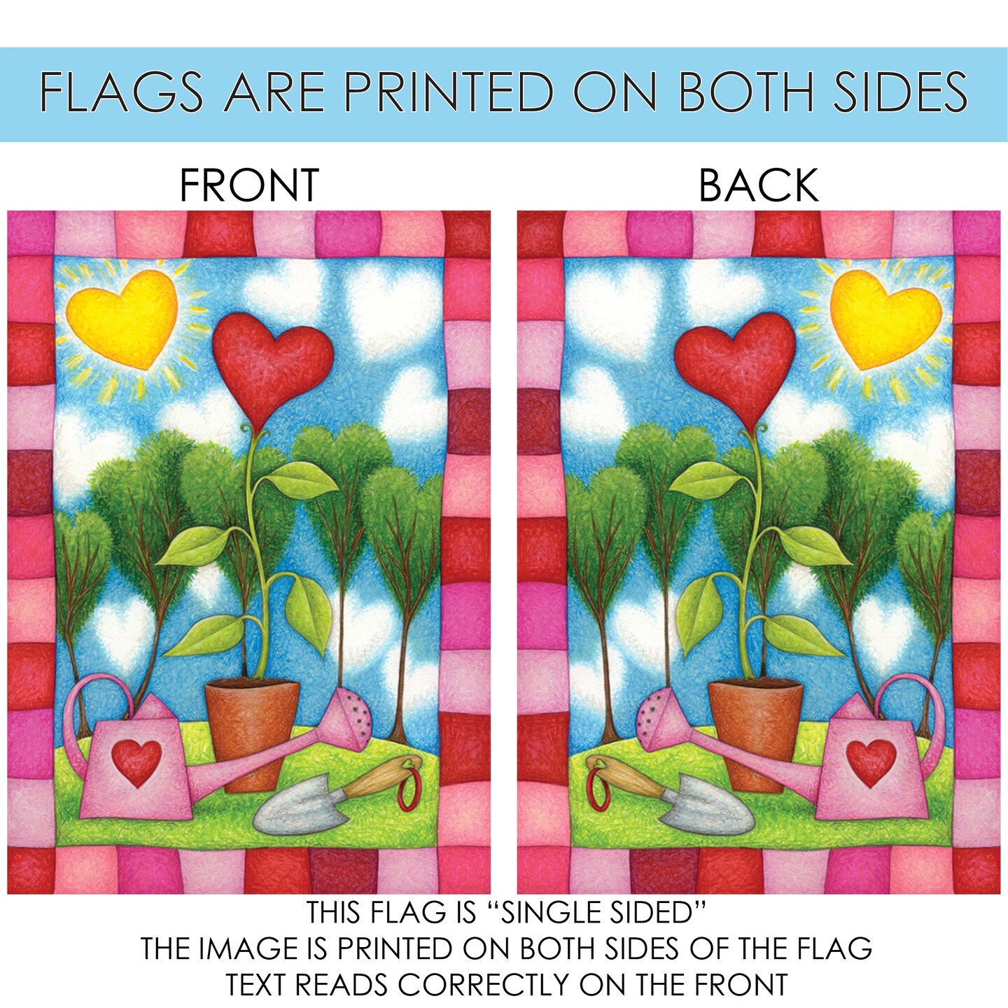 Heart Garden Decorative Valentine Flag