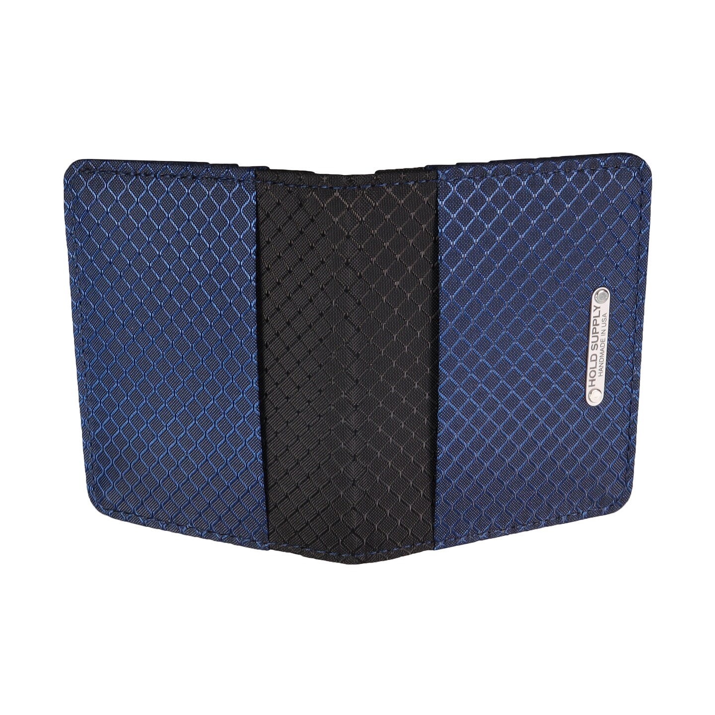 Navy Blue and Black Ripstop Fabric Vertical Bifold Wallet, Ripstop