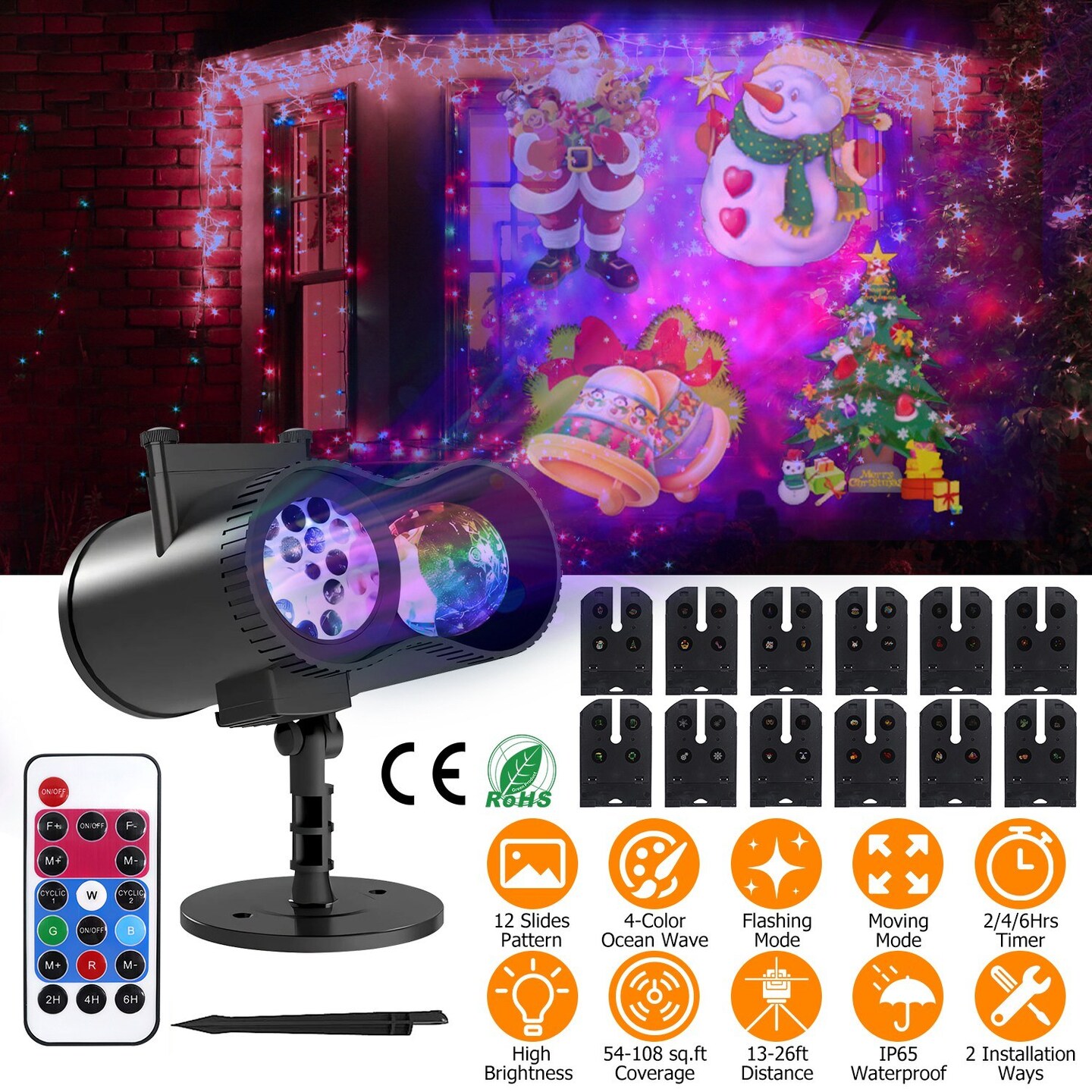 Eggracks 12 Patterns LED Projector Lights with Remote Control Timer