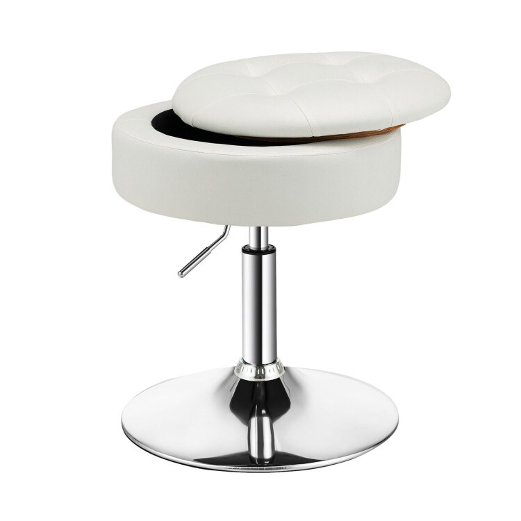 White leather vanity stool hot sale