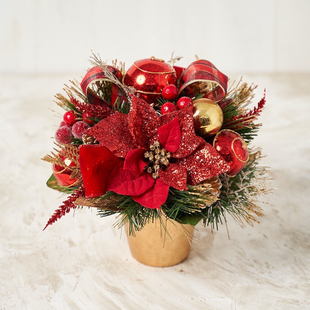 Christmas Centerpiece with pot - Decorated - Handcrafted