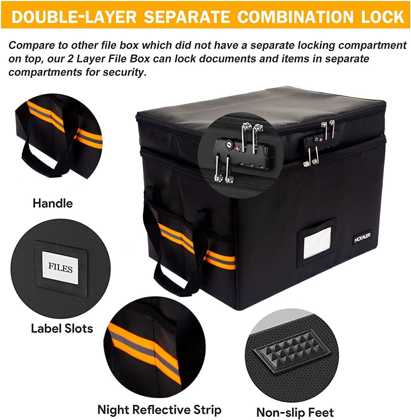 Fireproof Document File Box with Lock | Water resistant Organizer | Portable Collapsible Storage Cabinet