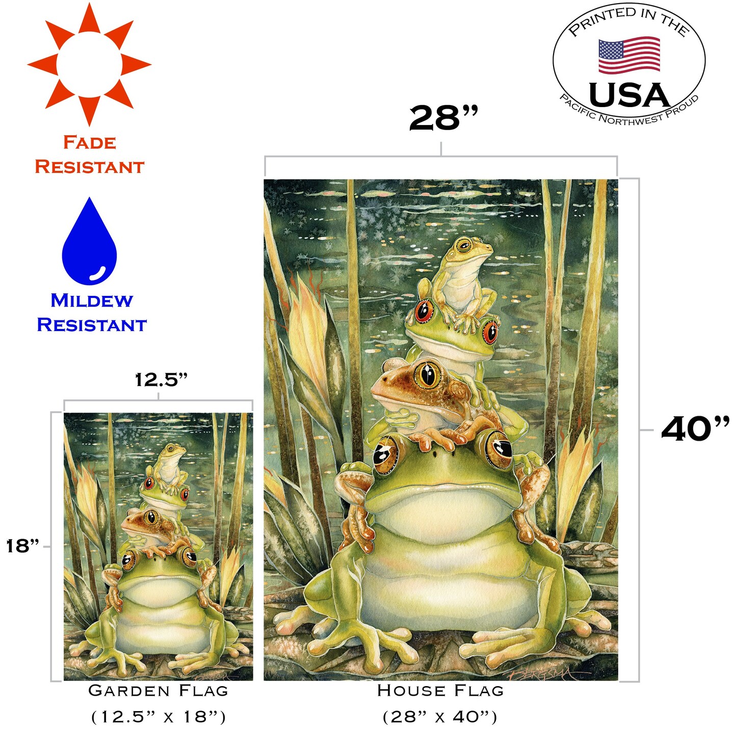 Tower of Frogs Decorative Frog Flag