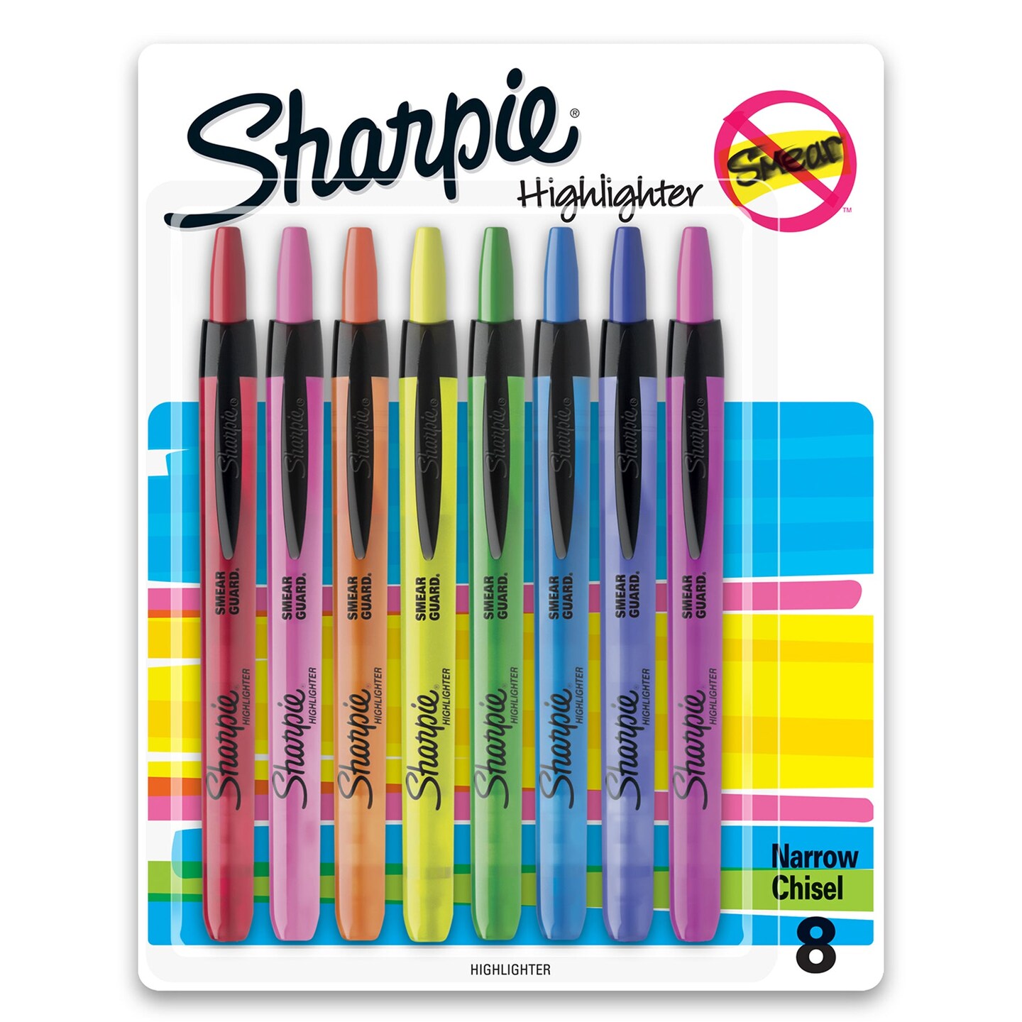 Sharpie Clear View Stick Highlighter, Narrow Chisel Tip, Assorted Colors, 3  Pack