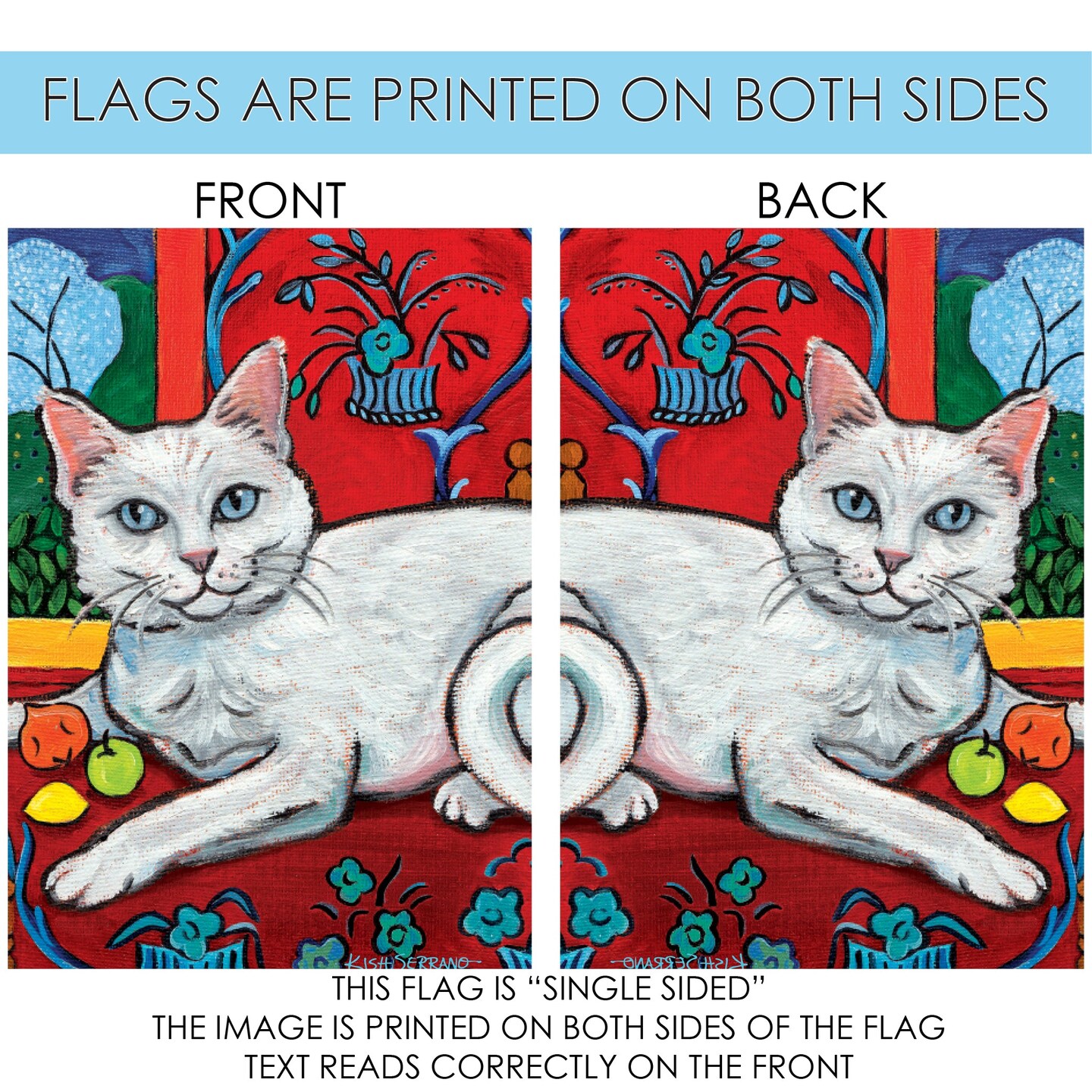 Cattise- White Kitty Decorative Cat Flag