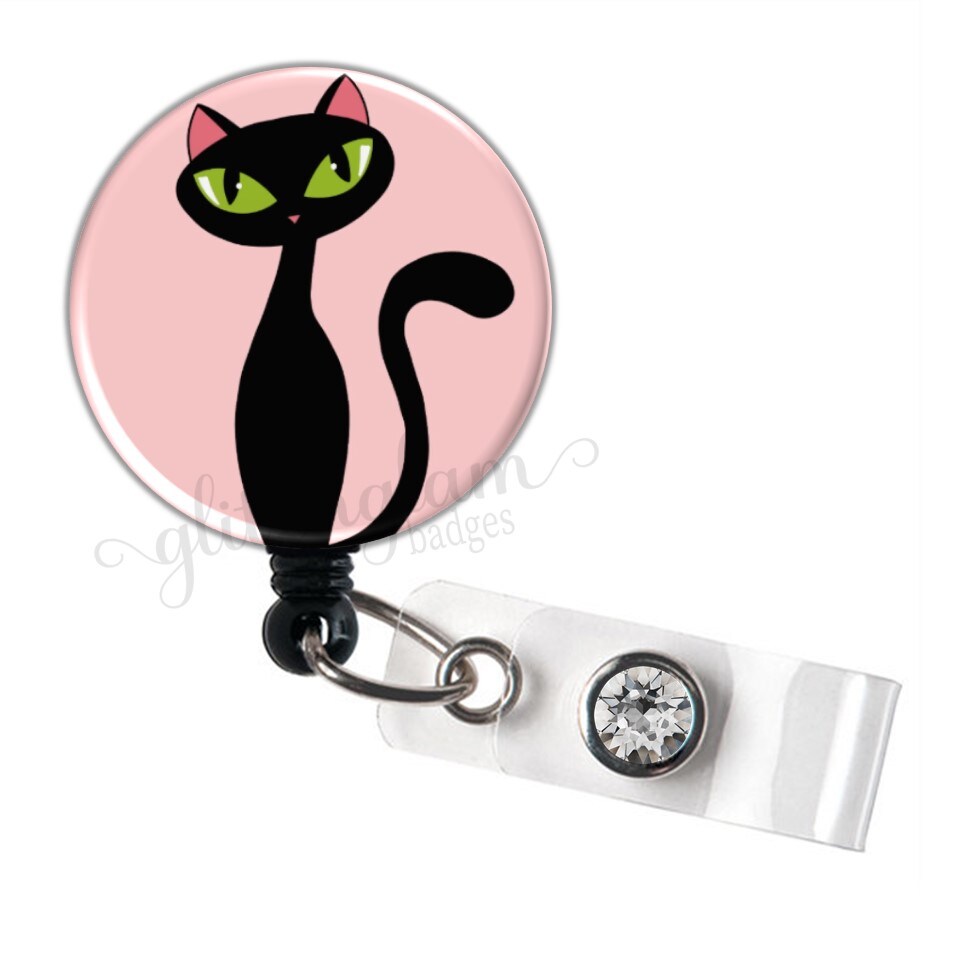 Retro Cat Badge Holder, Vintage Cat Retractable Badge Holder Reel