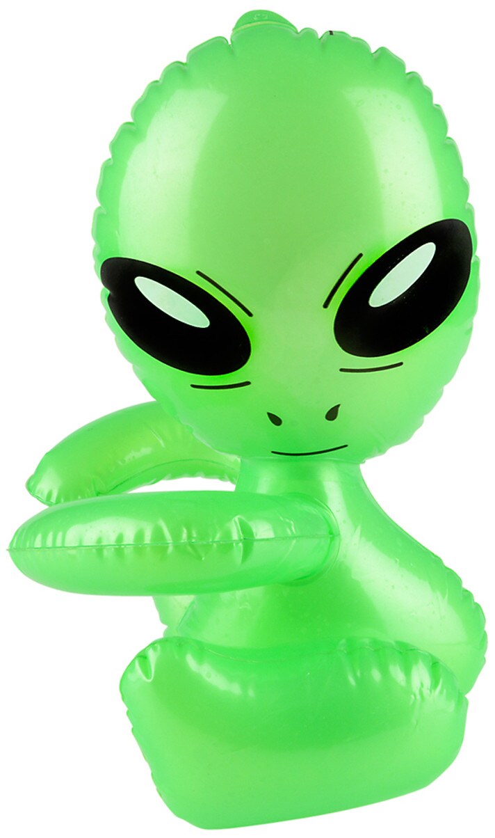 Set Of 12 12.5&#x22; Green Inflatable Martian Baby Alien Prop Toy Decorations
